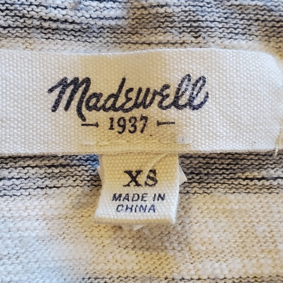 Madewell Cozy Slub Knit Stripe Top Blue 3/4 Sleeve - Picture 3 of 7